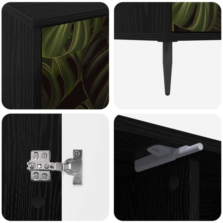 Tv-meubel ELBURG 102 x 33 x 51 cm Zwart eiken Bewerkt hout