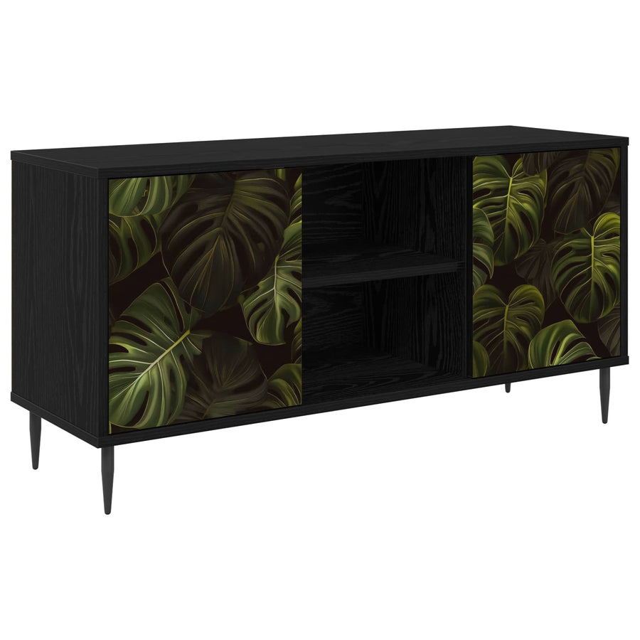 Tv-meubel ELBURG 102 x 33 x 51 cm Zwart eiken Bewerkt hout