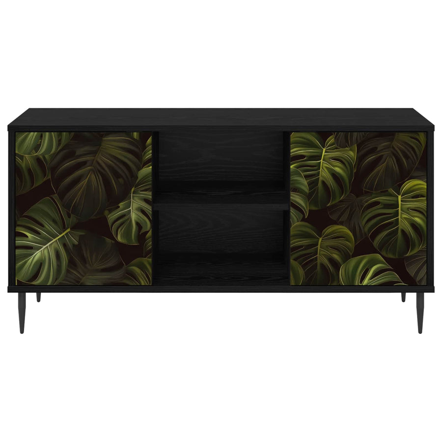 Tv-meubel ELBURG 102 x 33 x 51 cm Zwart eiken Bewerkt hout