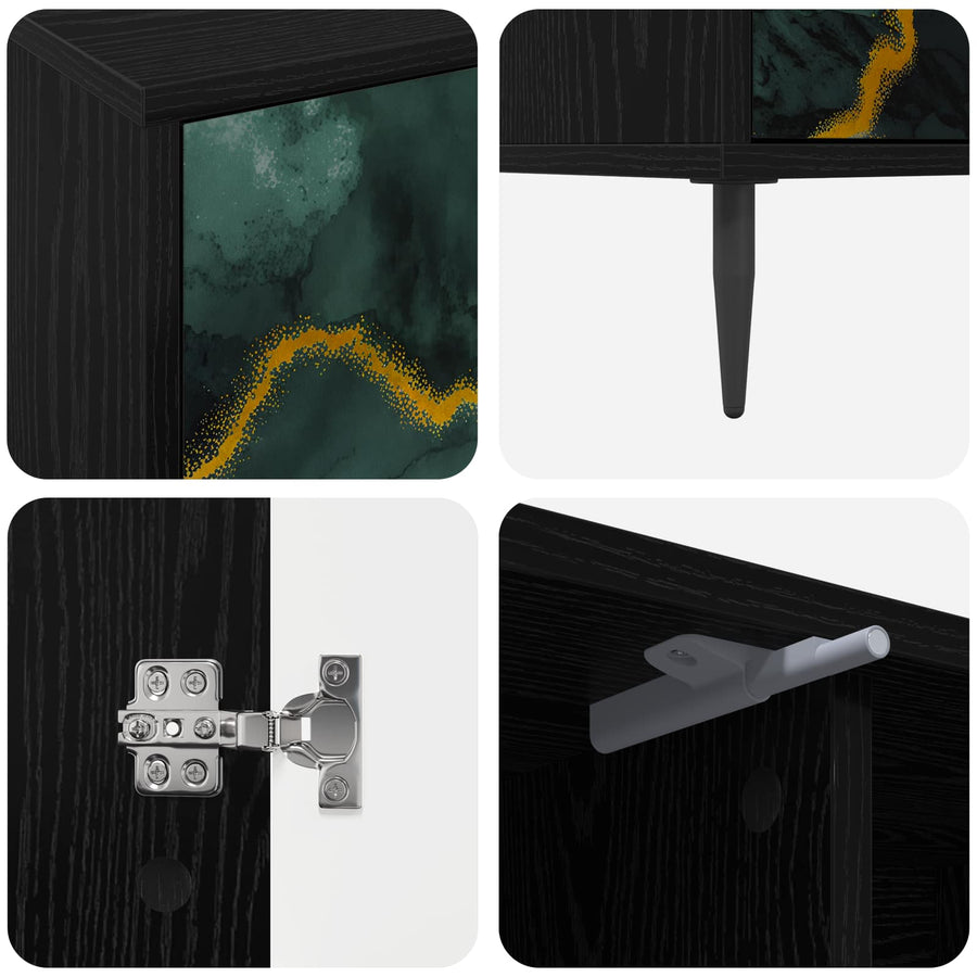 Tv-meubel WIJHE 102 x 33 x 51 cm Zwart eiken Bewerkt hout