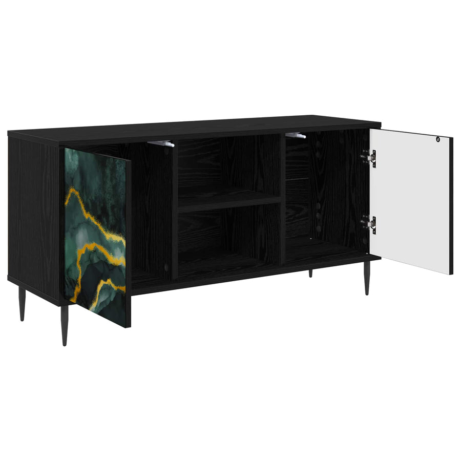 Tv-meubel WIJHE 102 x 33 x 51 cm Zwart eiken Bewerkt hout