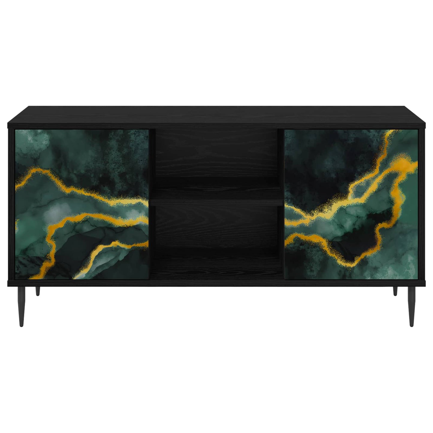 Tv-meubel WIJHE 102 x 33 x 51 cm Zwart eiken Bewerkt hout