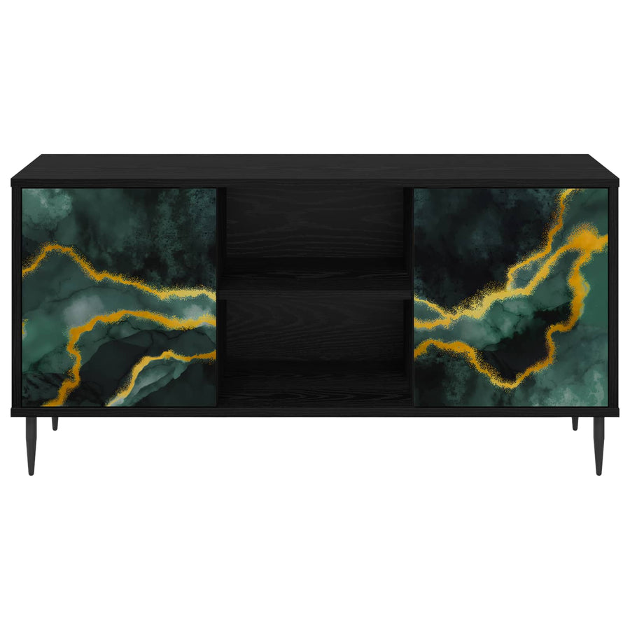 Tv-meubel WIJHE 102 x 33 x 51 cm Zwart eiken Bewerkt hout