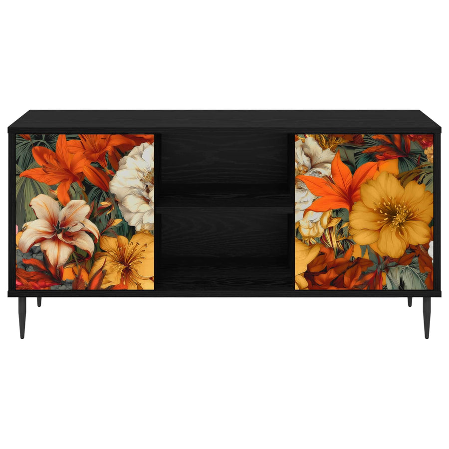 Tv-meubel GENNEP 102 x 33 x 51 cm Zwart eiken Bewerkt hout