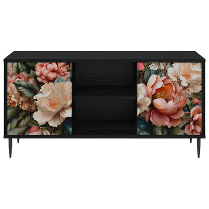 Tv-meubel BORNE 102 x 33 x 51 cm Zwart eiken Bewerkt hout