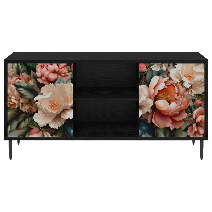 Tv-meubel BORNE 102 x 33 x 51 cm Zwart eiken Bewerkt hout