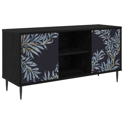 Tv-meubel DOKKUM 102 x 33 x 51 cm Zwart eiken Bewerkt hout