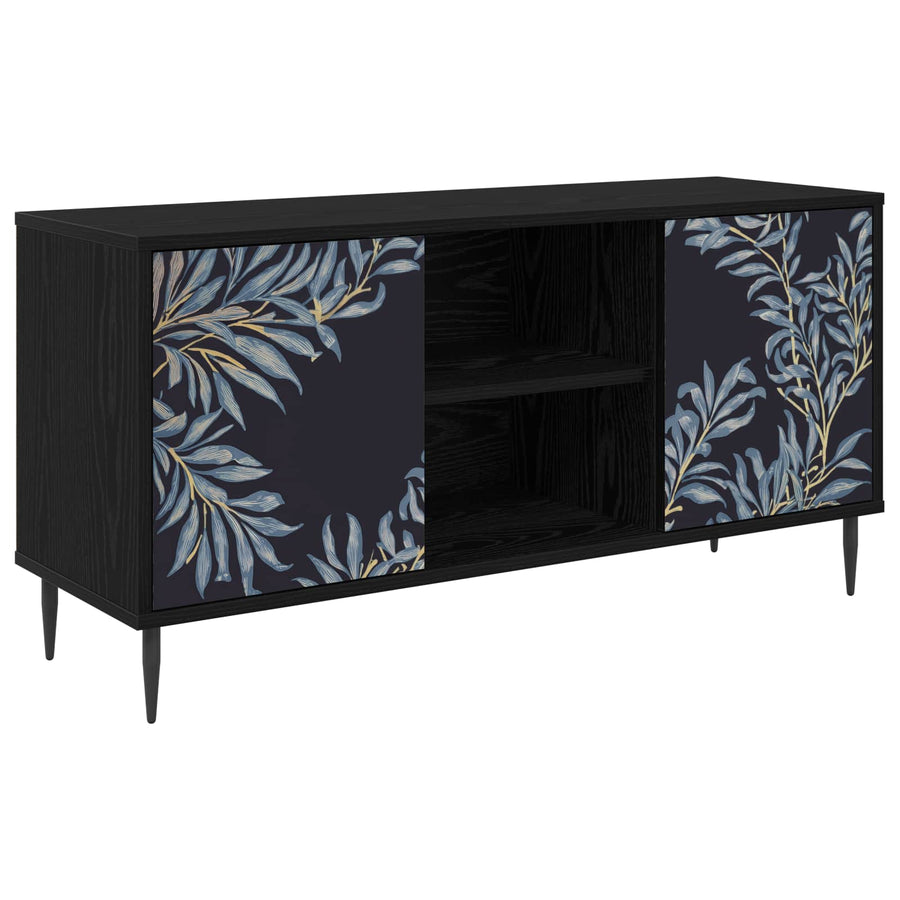 Tv-meubel DOKKUM 102 x 33 x 51 cm Zwart eiken Bewerkt hout