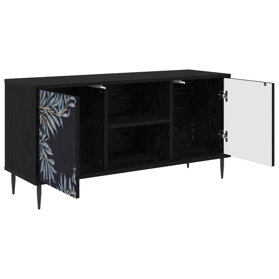 Tv-meubel DOKKUM 102 x 33 x 51 cm Zwart eiken Bewerkt hout