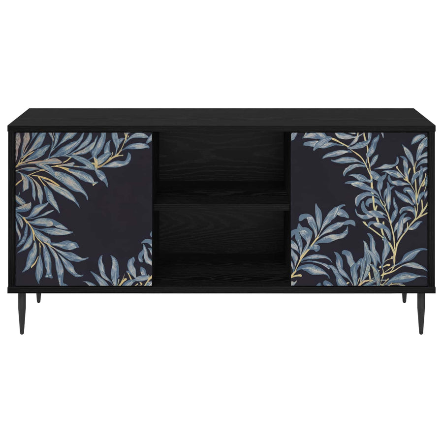 Tv-meubel DOKKUM 102 x 33 x 51 cm Zwart eiken Bewerkt hout
