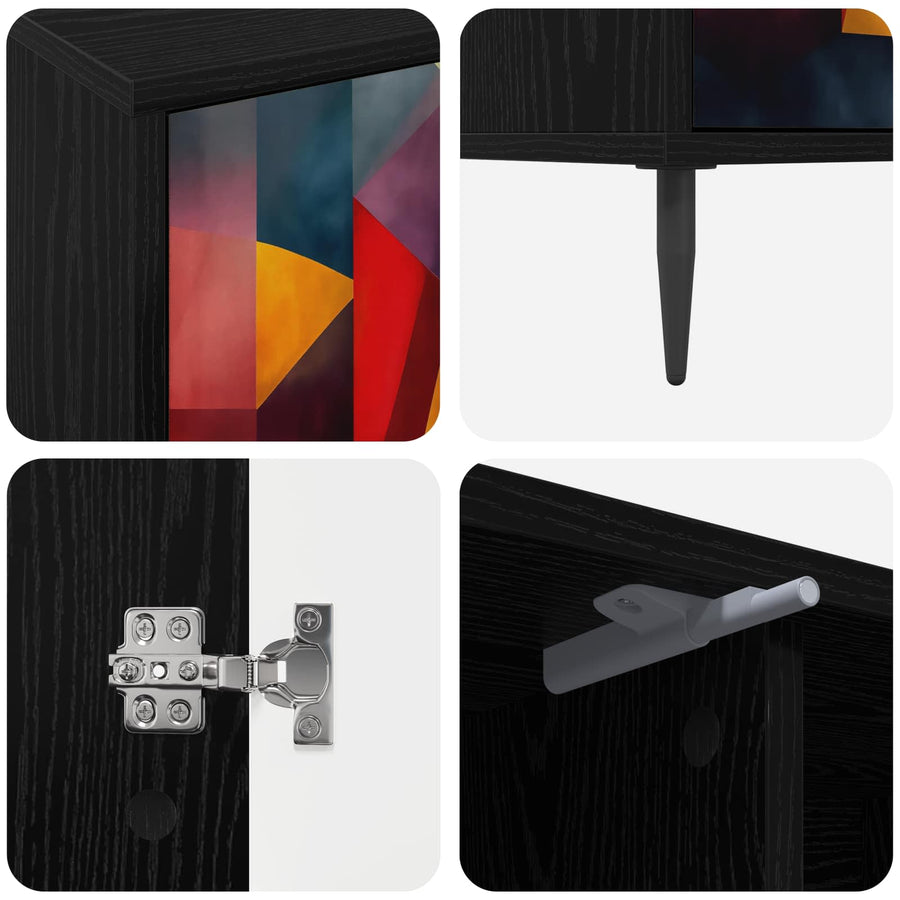 Tv-meubel HEESCH 102 x 33 x 51 cm Zwart eiken Bewerkt hout