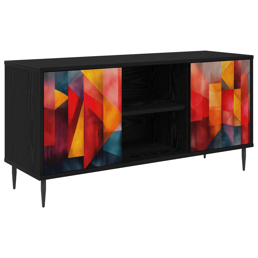 Tv-meubel HEESCH 102 x 33 x 51 cm Zwart eiken Bewerkt hout