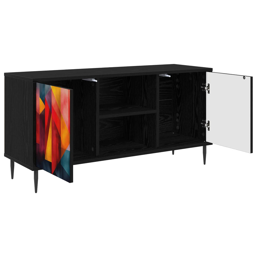 Tv-meubel HEESCH 102 x 33 x 51 cm Zwart eiken Bewerkt hout