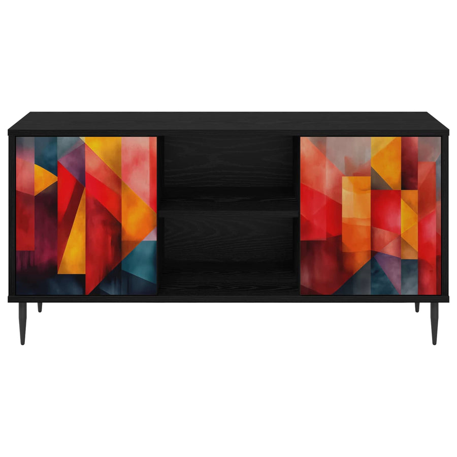 Tv-meubel HEESCH 102 x 33 x 51 cm Zwart eiken Bewerkt hout