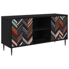 Tv-meubel OMMEN 102 x 33 x 51 cm Zwart eiken Bewerkt hout