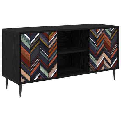 Tv-meubel OMMEN 102 x 33 x 51 cm Zwart eiken Bewerkt hout
