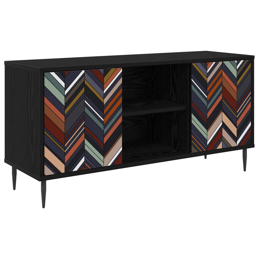 Tv-meubel OMMEN 102 x 33 x 51 cm Zwart eiken Bewerkt hout