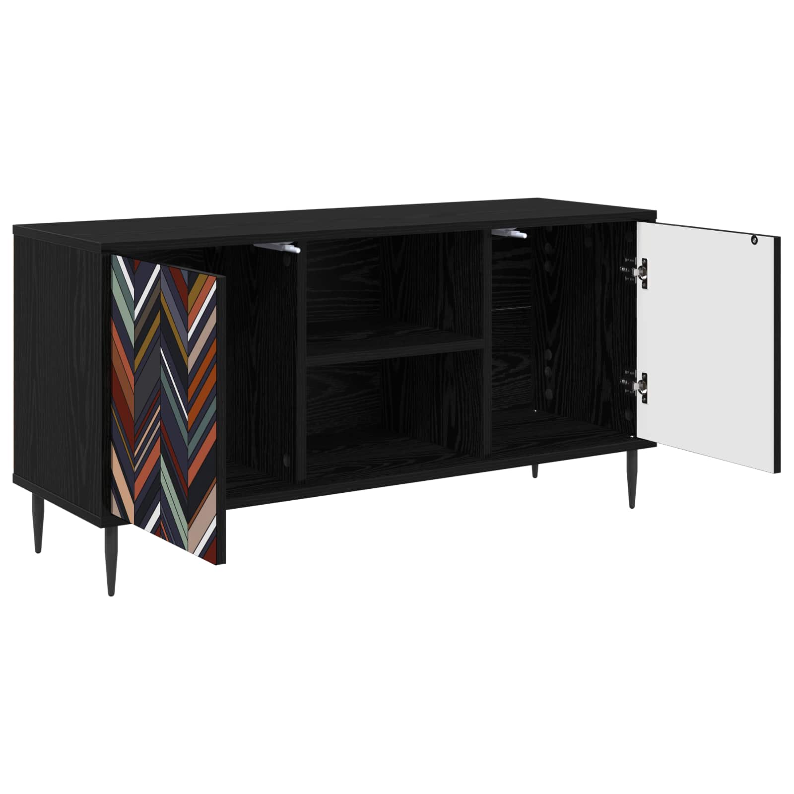 Tv-meubel OMMEN 102 x 33 x 51 cm Zwart eiken Bewerkt hout