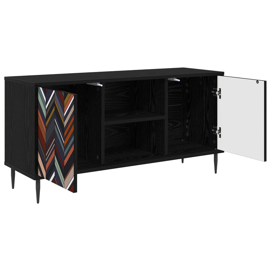 Tv-meubel OMMEN 102 x 33 x 51 cm Zwart eiken Bewerkt hout
