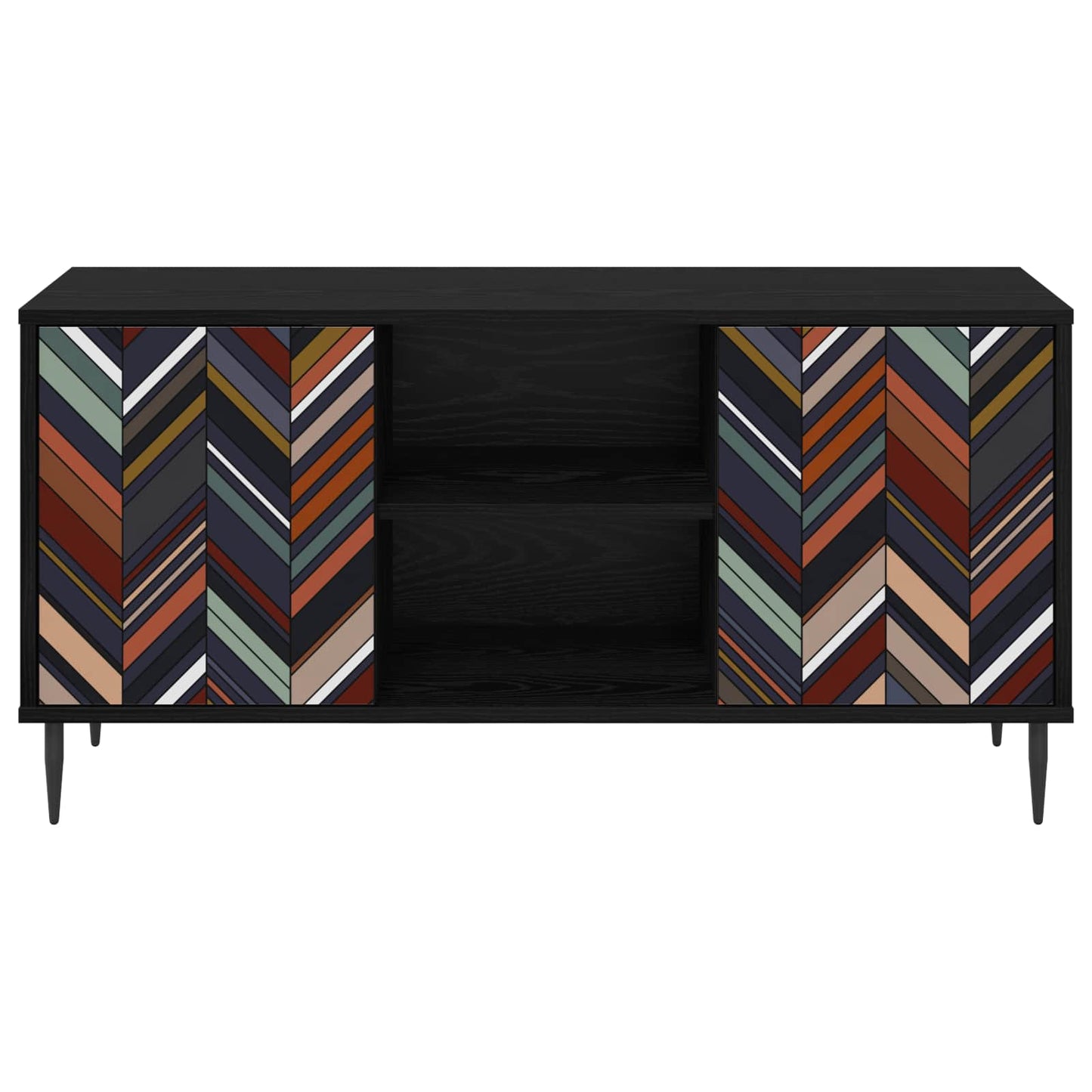 Tv-meubel OMMEN 102 x 33 x 51 cm Zwart eiken Bewerkt hout