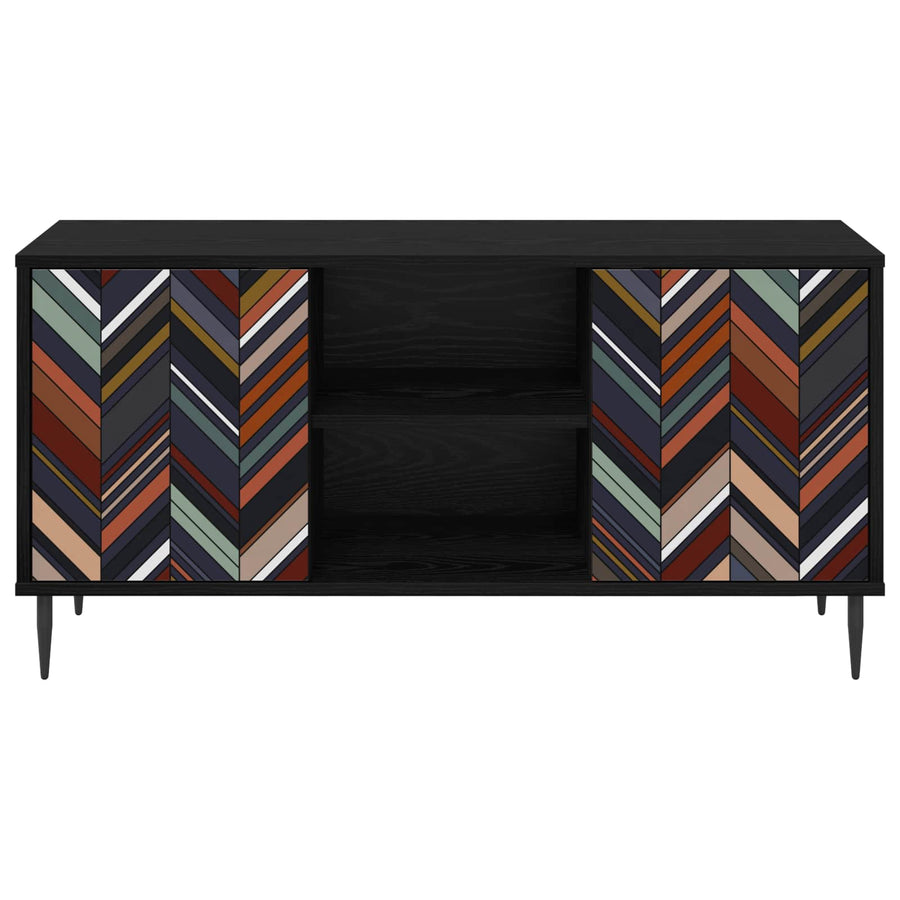 Tv-meubel OMMEN 102 x 33 x 51 cm Zwart eiken Bewerkt hout