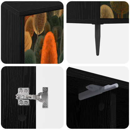 Tv-meubel ZAANDAM 102 x 33 x 51 cm Zwart eiken Bewerkt hout