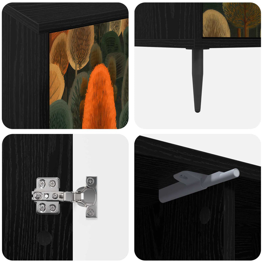 Tv-meubel ZAANDAM 102 x 33 x 51 cm Zwart eiken Bewerkt hout