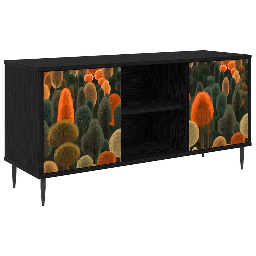 Tv-meubel ZAANDAM 102 x 33 x 51 cm Zwart eiken Bewerkt hout