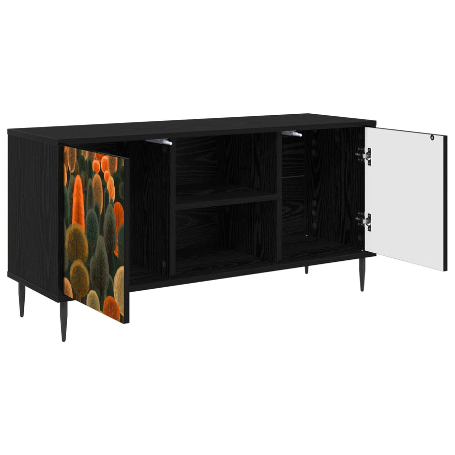 Tv-meubel ZAANDAM 102 x 33 x 51 cm Zwart eiken Bewerkt hout