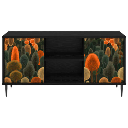 Tv-meubel ZAANDAM 102 x 33 x 51 cm Zwart eiken Bewerkt hout