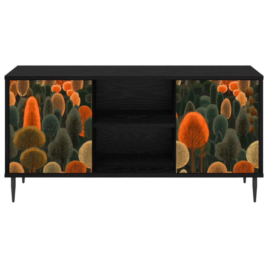 Tv-meubel ZAANDAM 102 x 33 x 51 cm Zwart eiken Bewerkt hout