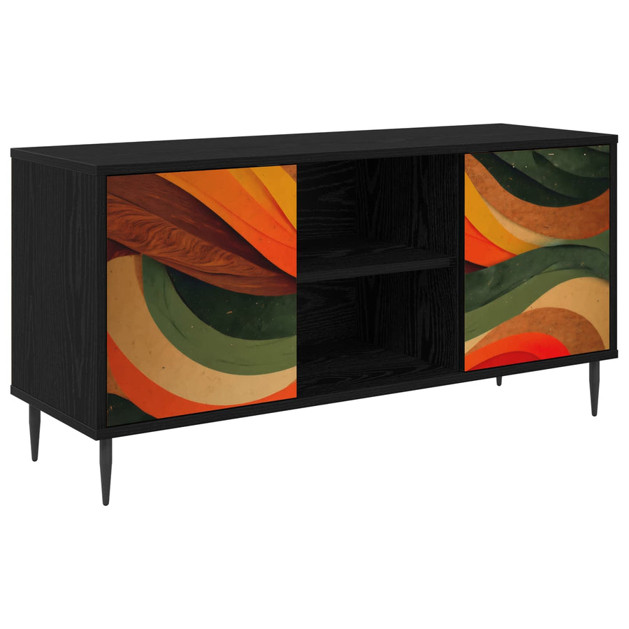 Tv-meubel BONN 102 x 33 x 51 cm Zwart eiken Bewerkt hout