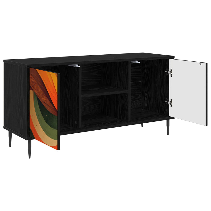 Tv-meubel BONN 102 x 33 x 51 cm Zwart eiken Bewerkt hout