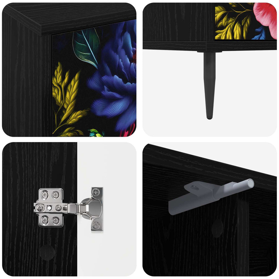 Tv-meubel KIEL 102 x 33 x 51 cm Zwart eiken Bewerkt hout