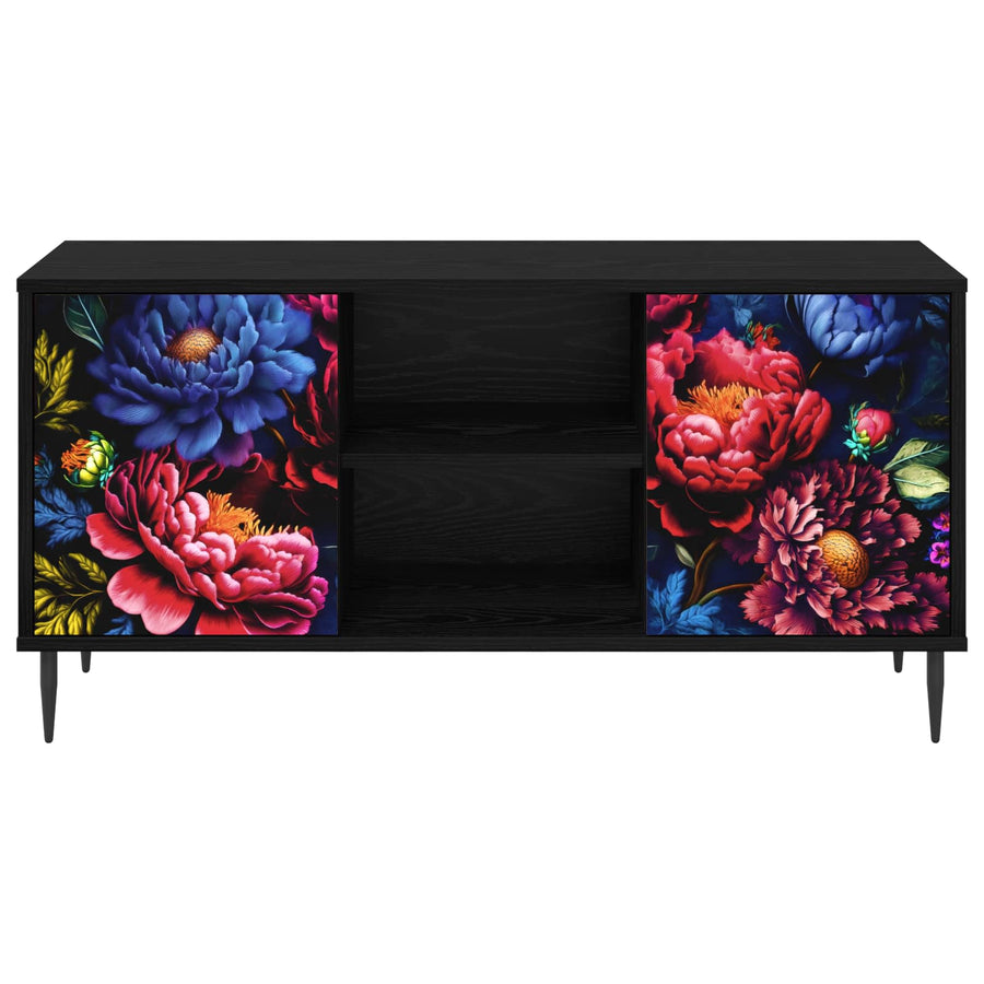 Tv-meubel KIEL 102 x 33 x 51 cm Zwart eiken Bewerkt hout