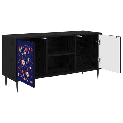 Tv-meubel MAINZ 102 x 33 x 51 cm Zwart eiken Bewerkt hout