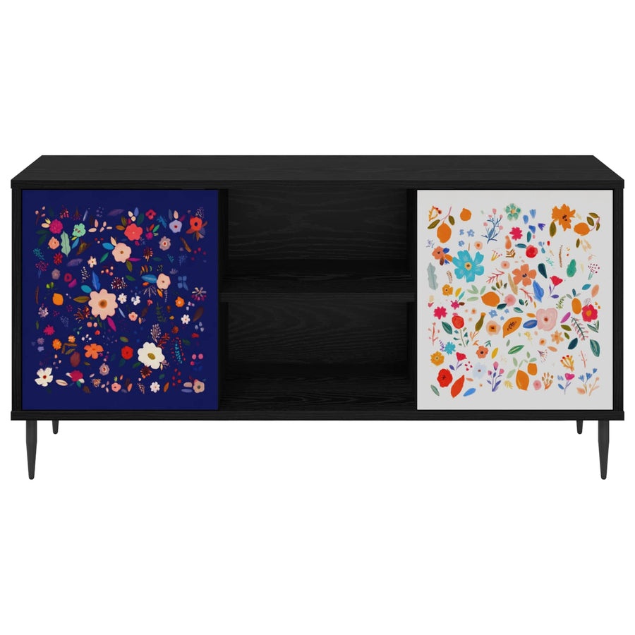Tv-meubel MAINZ 102 x 33 x 51 cm Zwart eiken Bewerkt hout