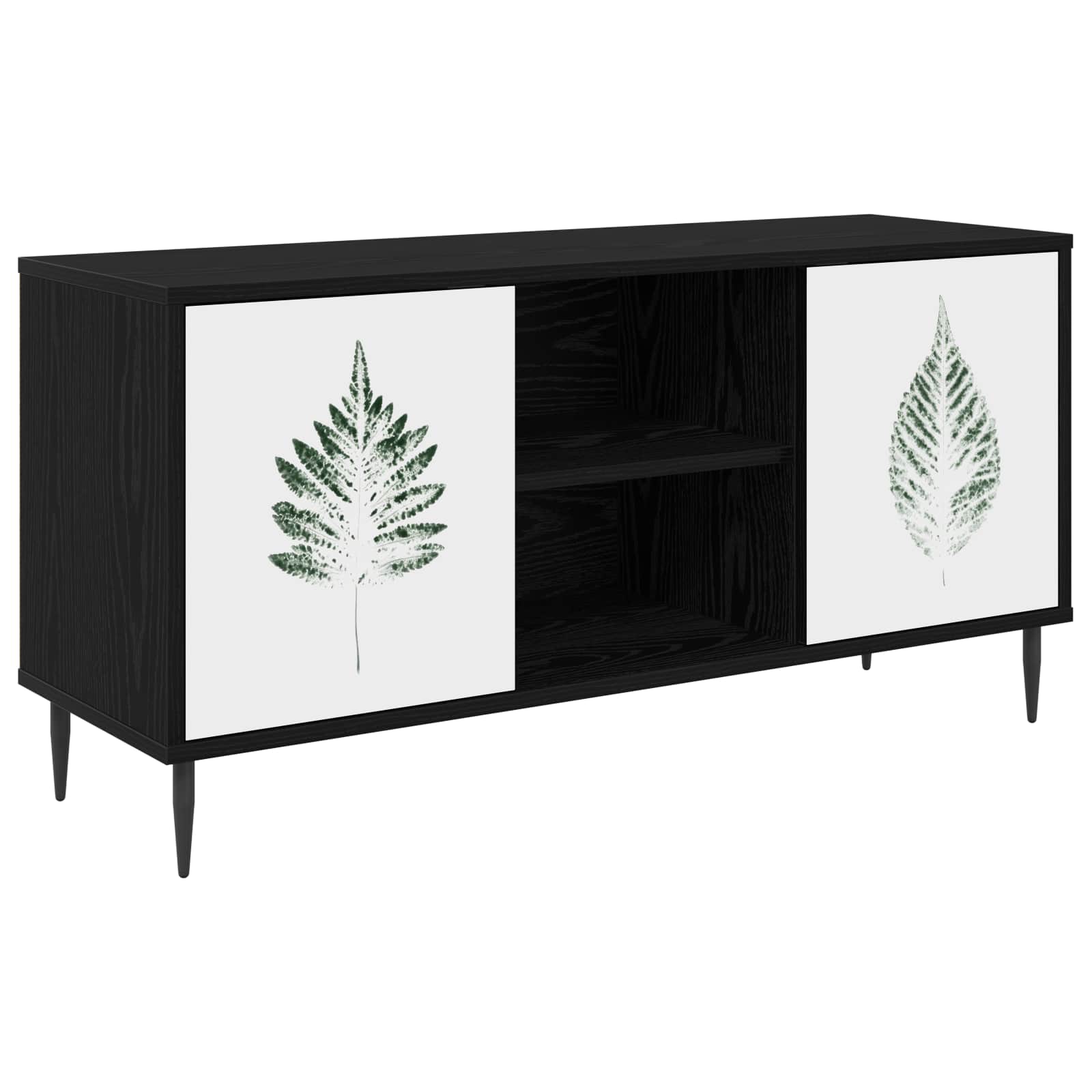 Tv-meubel HANAU 102 x 33 x 51 cm Zwart eiken Bewerkt hout