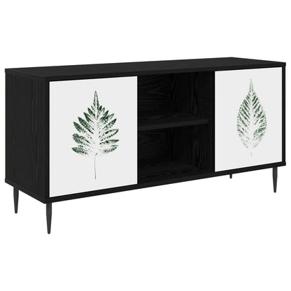 Tv-meubel HANAU 102 x 33 x 51 cm Zwart eiken Bewerkt hout