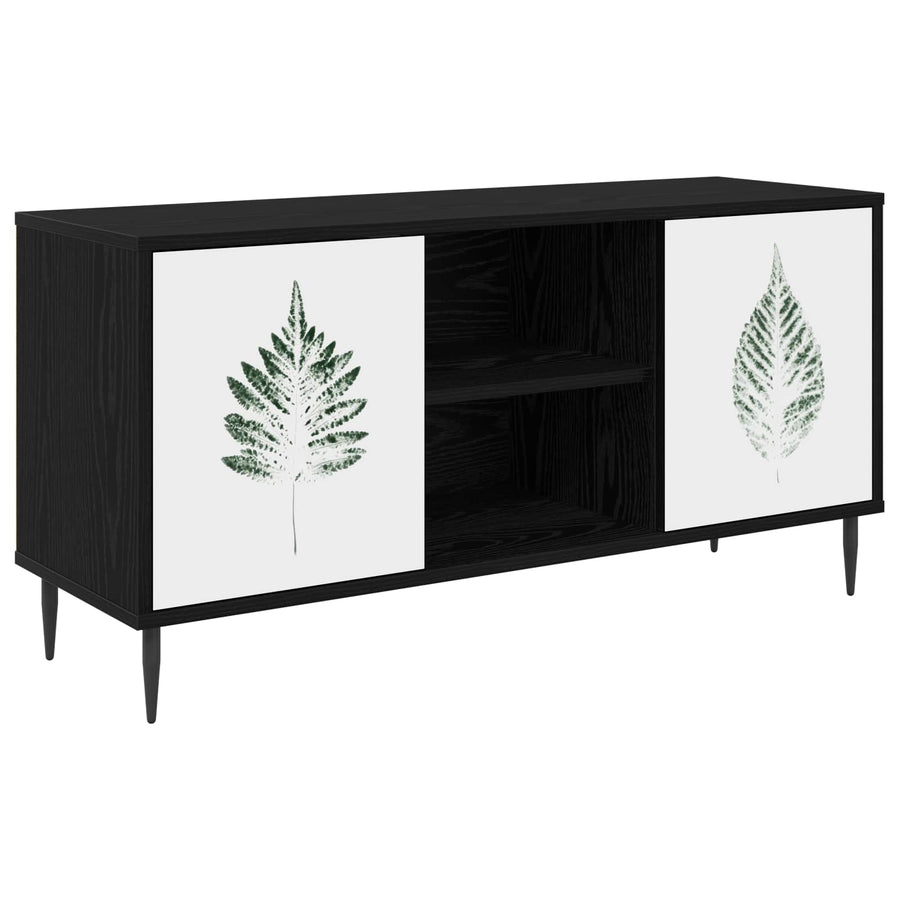 Tv-meubel HANAU 102 x 33 x 51 cm Zwart eiken Bewerkt hout
