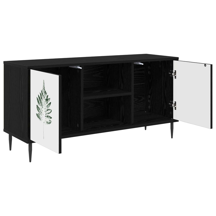 Tv-meubel HANAU 102 x 33 x 51 cm Zwart eiken Bewerkt hout
