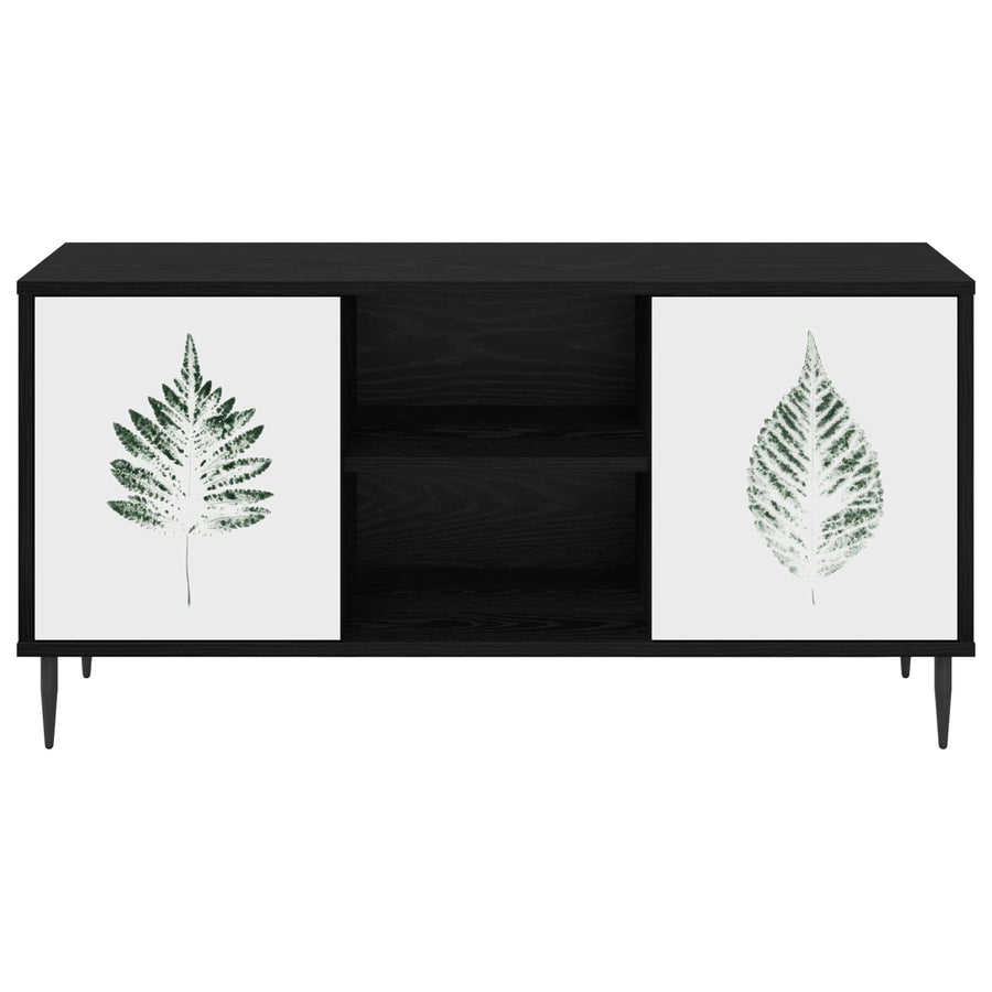 Tv-meubel HANAU 102 x 33 x 51 cm Zwart eiken Bewerkt hout