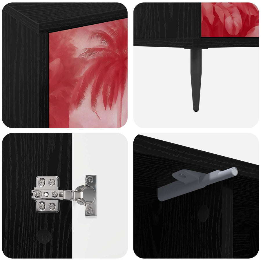 Tv-meubel AACHEN 102 x 33 x 51 cm Zwart eiken Bewerkt hout