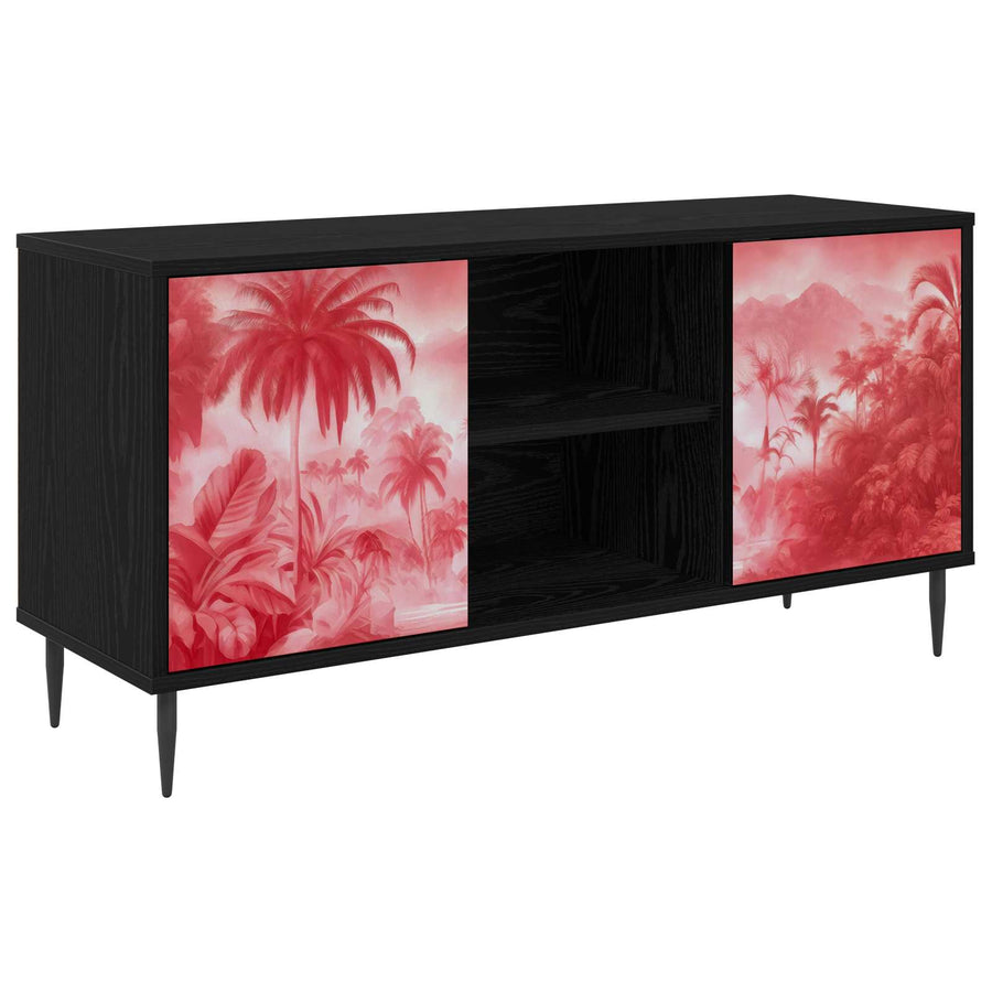 Tv-meubel AACHEN 102 x 33 x 51 cm Zwart eiken Bewerkt hout
