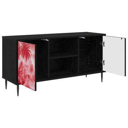 Tv-meubel AACHEN 102 x 33 x 51 cm Zwart eiken Bewerkt hout