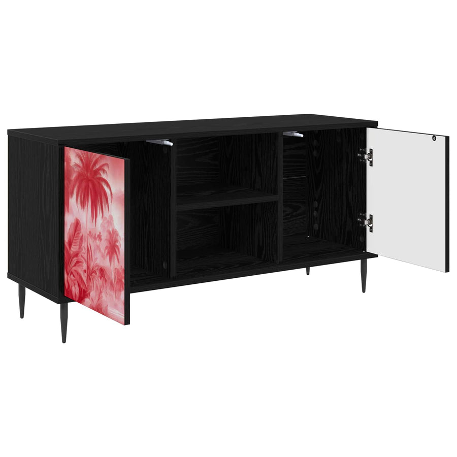 Tv-meubel AACHEN 102 x 33 x 51 cm Zwart eiken Bewerkt hout
