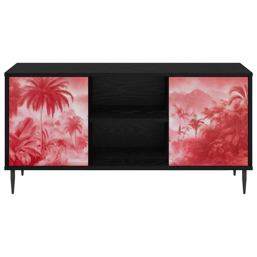 Tv-meubel AACHEN 102 x 33 x 51 cm Zwart eiken Bewerkt hout