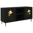 Tv-meubel BREMEN 102 x 33 x 51 cm Zwart eiken Bewerkt hout