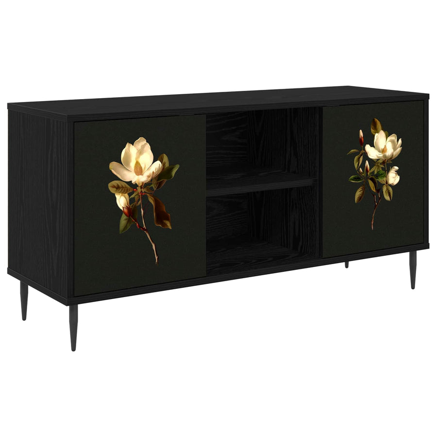 Tv-meubel BREMEN 102 x 33 x 51 cm Zwart eiken Bewerkt hout