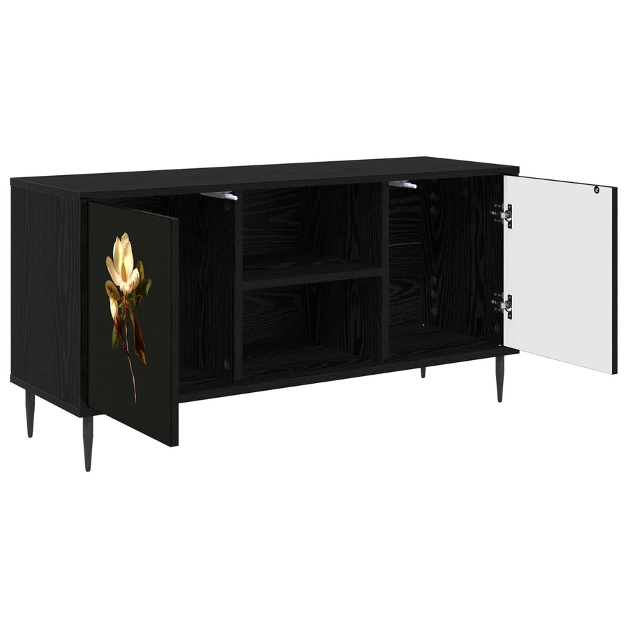 Tv-meubel BREMEN 102 x 33 x 51 cm Zwart eiken Bewerkt hout